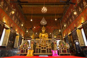 Buddha statue at Wat Saket, Travel Landmark of Bangkok THAILAND