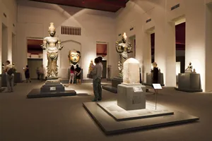 Bangkok, Thailand - Oct 20 : People enjoying newly open permanent exhibition of South-East Asian sculpture art at the National Museum in Bangkok,Thailand on October 20,2015.