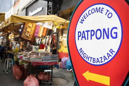 BANGKOK,THAILAND-JANUARY 21: View of Patpong Nightbazaar Sign at Silom Rd. in Bangkok Thailand on January 21,2020