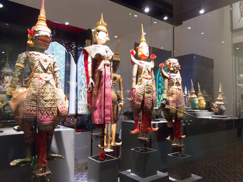 National Museum BANGKOK,THAILAND-10 AUGUST 2018: Masks used to represent Ramayana and statues, puppets and accessories in Thai dance performances. on, 10 AUGUST 2018, in Thailand.
