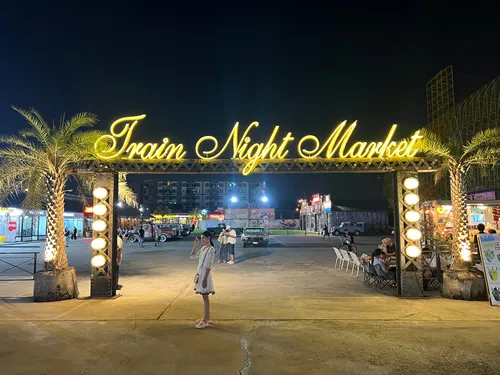 Bangkok, Thailand - March 17, 2024: Train Night Market Name Entrance Sign