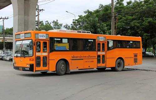 The 145 bus from the centre of Bangkok, capital of Thailand to Samut Praken