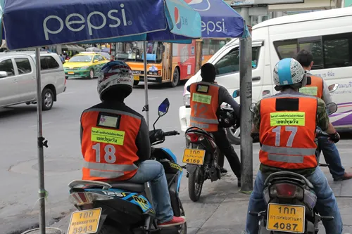 The motor cycle taxis in Samut Praken