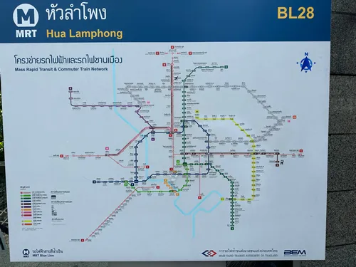 Bangkok, Thailand. 29 Jun 2023. Bangkok MRT station network map. Yellow line is newly added.