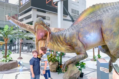 Bangkok, Thailand - April 5, 2017: People Visit Lok Sarakadee Program PPTV HD 36, Dinosaur planet Exhibit at Siam Paragon, Bangkok Thailand.