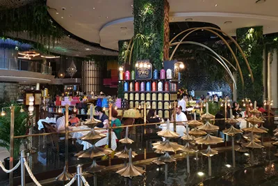 BANGKOK, THAILAND - APR 5, 2019: View of TWG tea salon and boutique in Icon Siam Mall, Bangkok. TWG Tea is a brand of tea which was established in Singapore in 2008.